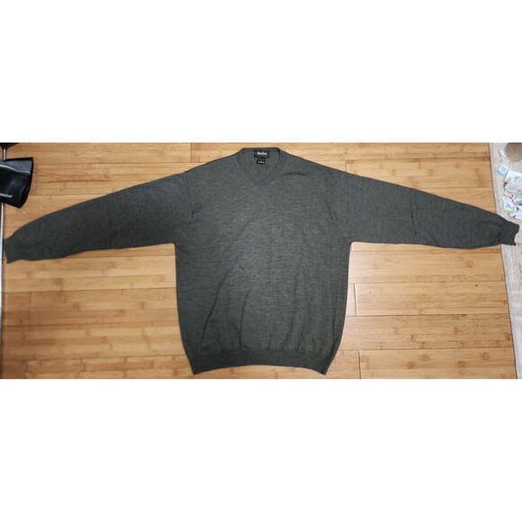 Neiman Marcus Sweater Men’s Size Medium Olive Green 100% Merino Wool V-Neck Knit - Picture 3 of 13